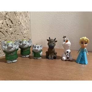 Set of 6 Frozen Figurines Cake Toppers  Trolls Olaf Elsa Sven Action Figures